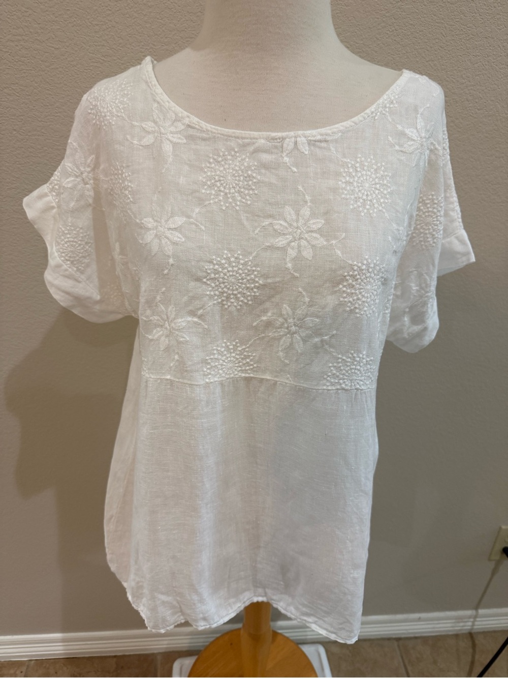 Terzo Millennio Top Large 100% Linen HiLow Made in Italy Lagenlook Bright White - Picture 4 of 7